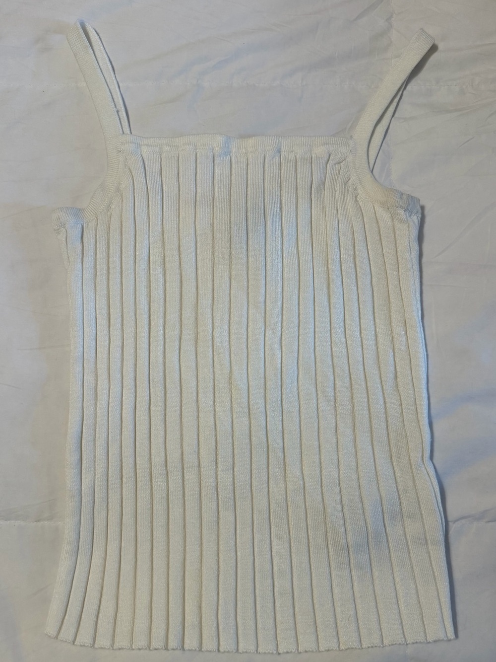🍦 Ribbed Knit Cami Square-neck Tank Top - cream